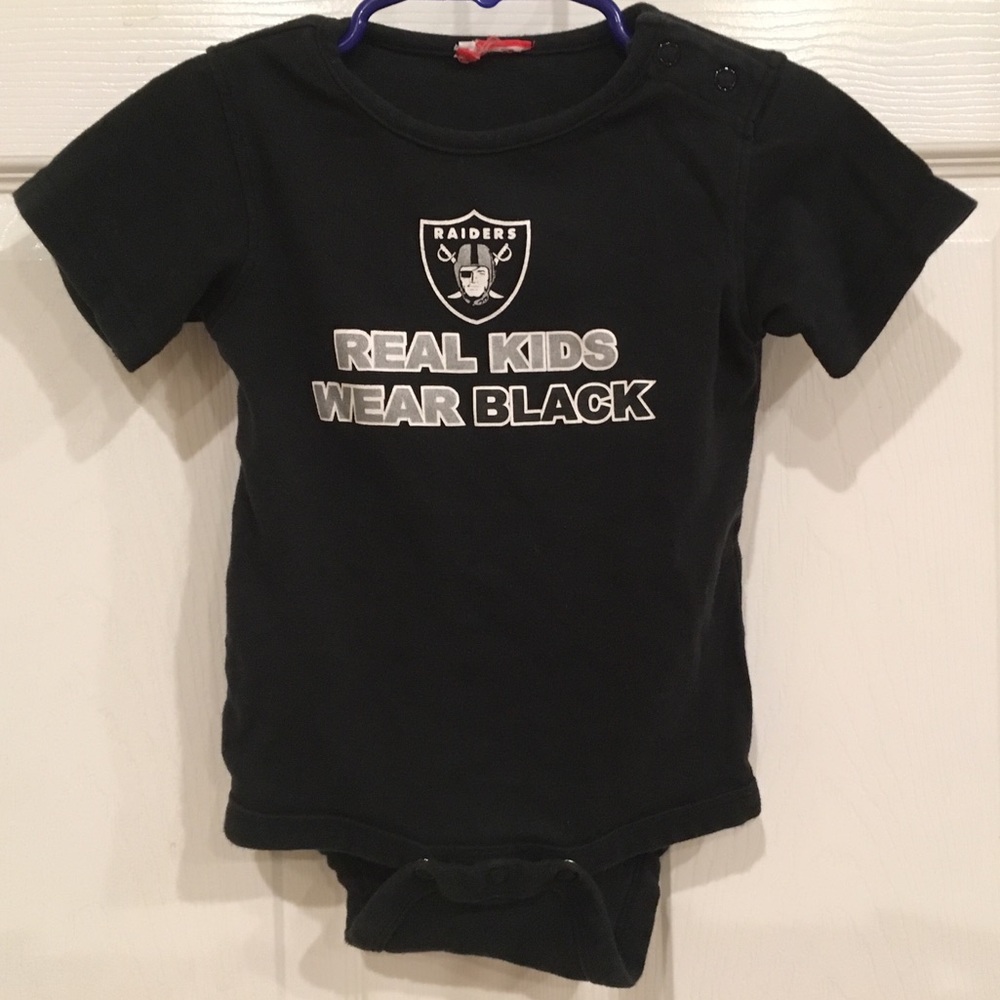 Raiders baby onesie NFL football bodysuit Real Kids Wear black 6-9 month vintage